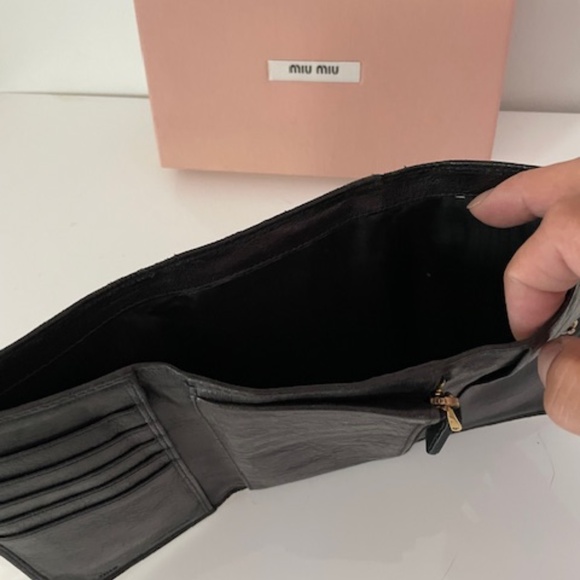 Miu Miu Black Studded Continental Wallet
